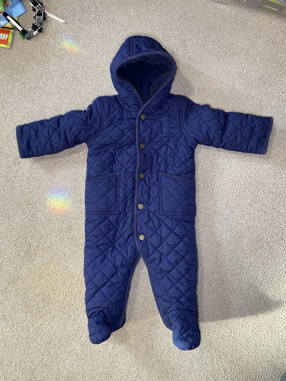 Polo Ralph Lauren Navy Blue Quilted Bunting Snowsuit 9M